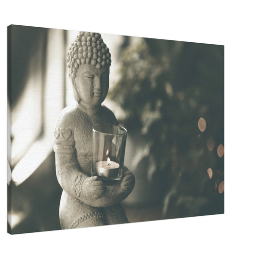 Buddha Statue als Kerzenhalter - Fotografie Leinwand