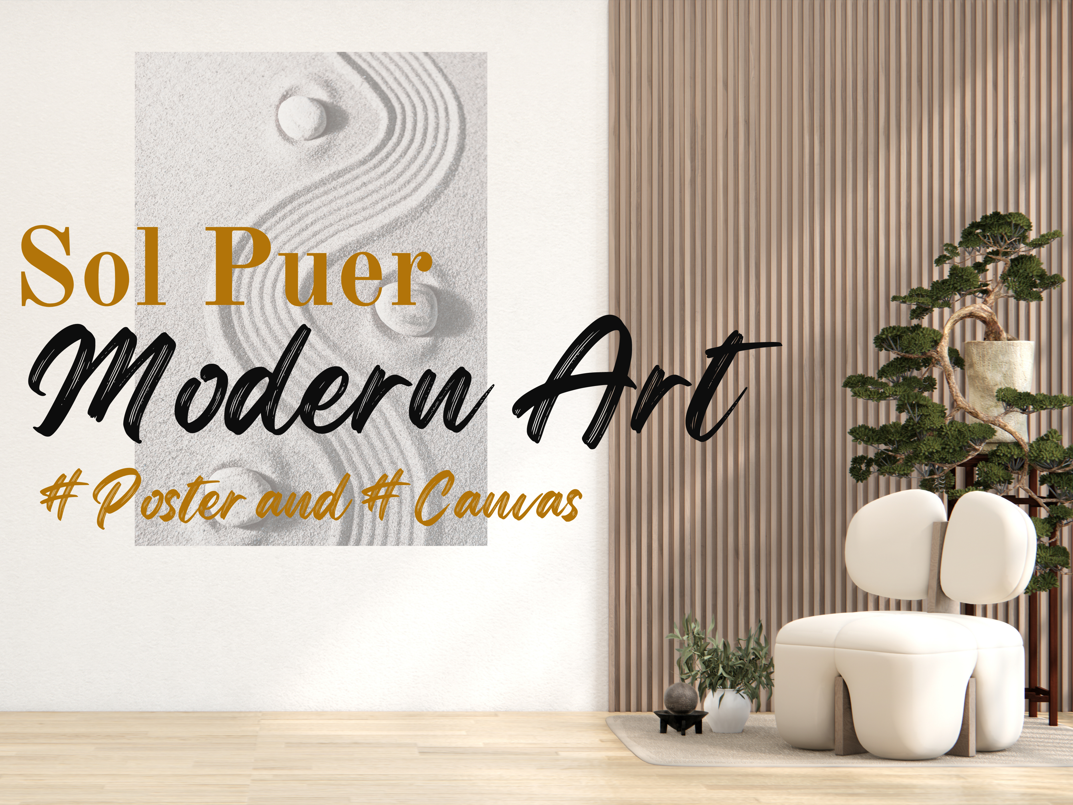 Sol Puer - Modern Art #Poster and #Canvas mit Wohnwand im Hintergrund